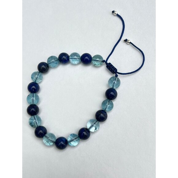 Lapis Lazuli - Aquamarine With Silver handcrafted bracelet - Picture 10 of 12